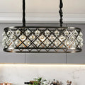 Vintage black oval crystal chandelier dining room ceiling light