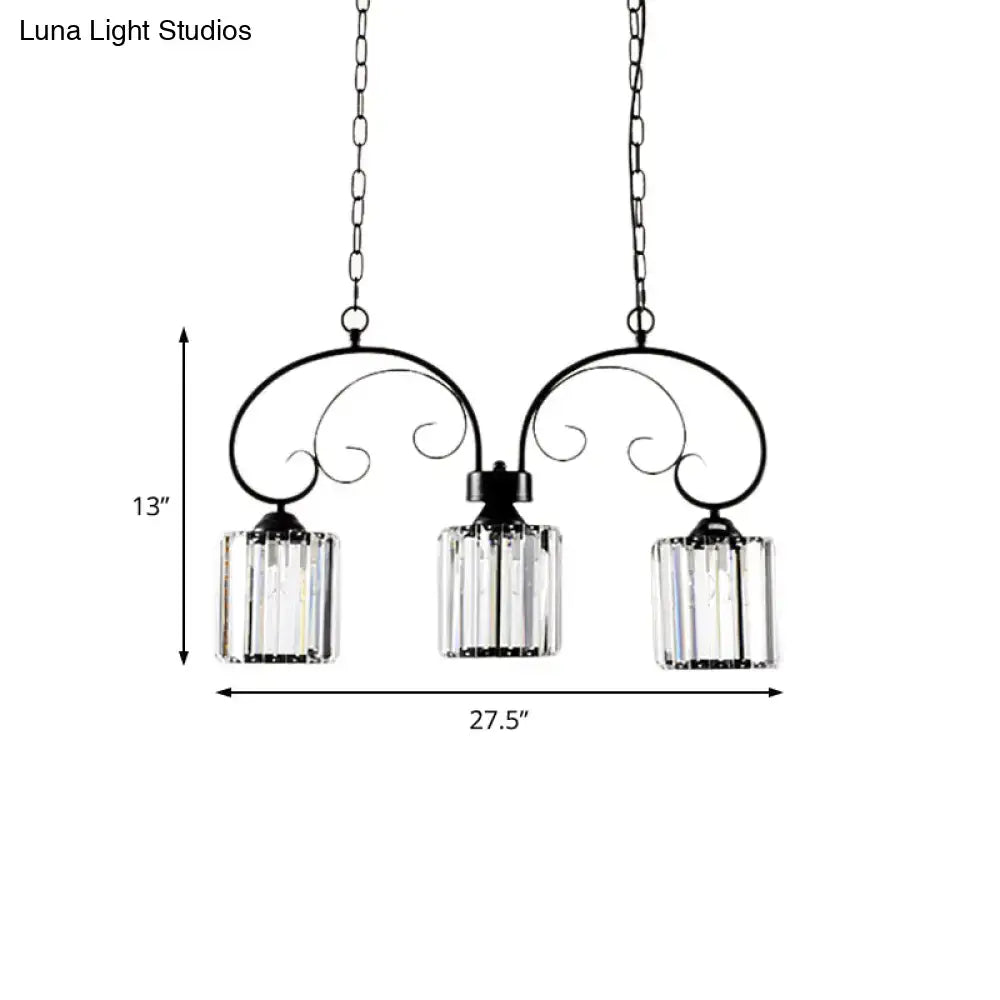 Vintage black prismatic crystal ceiling light for dining room