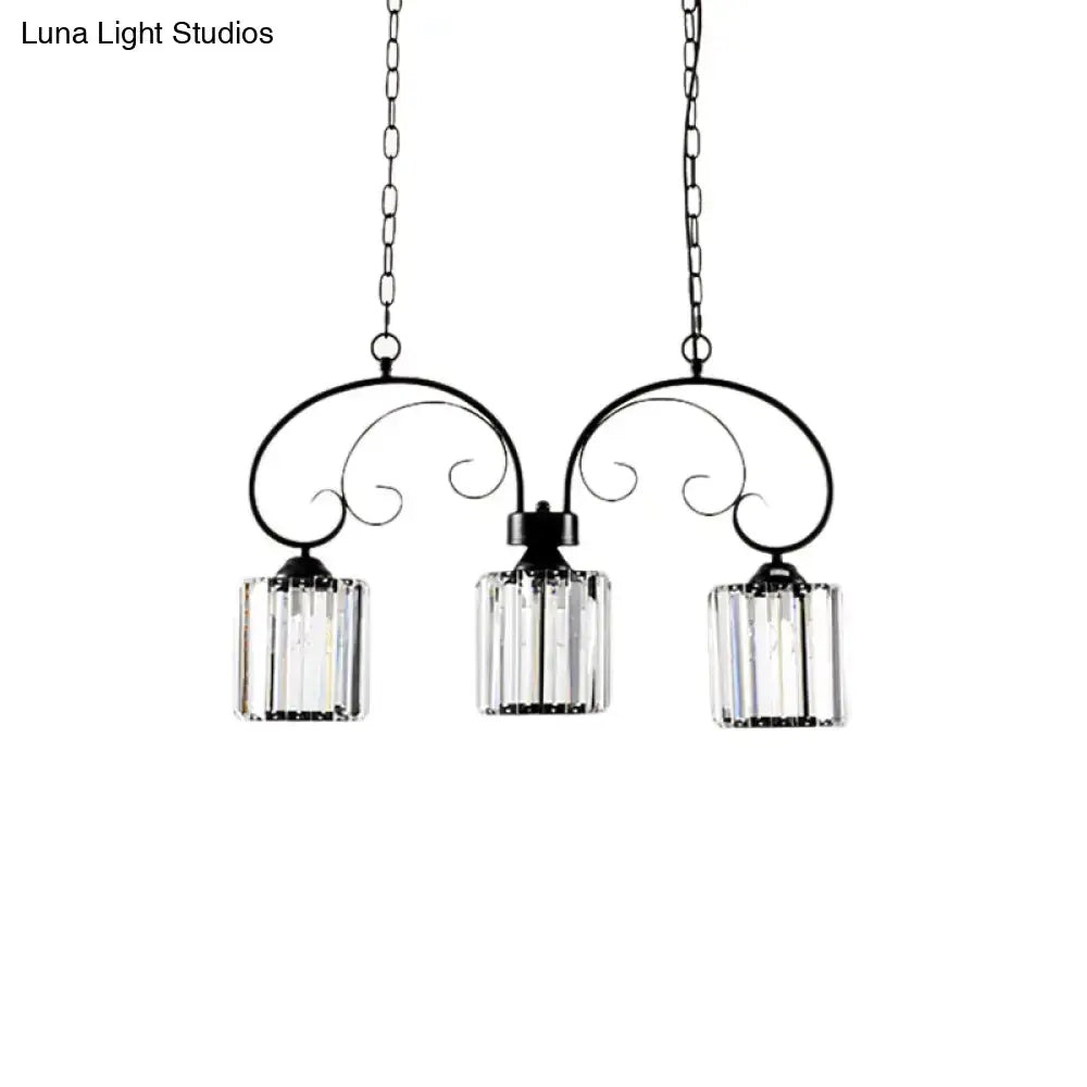 Vintage black prismatic crystal ceiling light for dining room