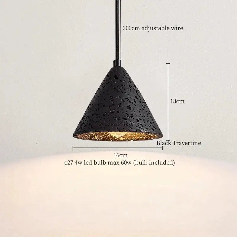 Vintage black travertine led pendant light for living room
