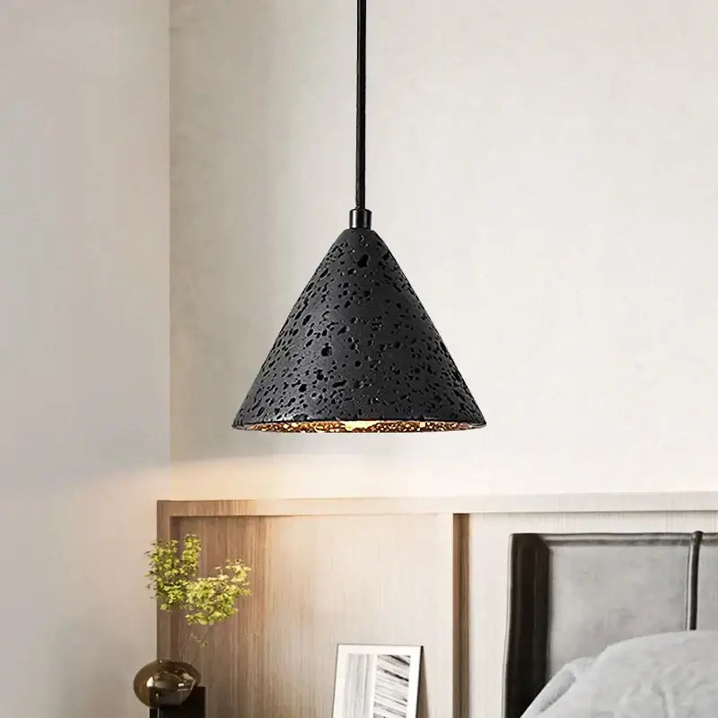 Vintage black travertine led pendant light for living room