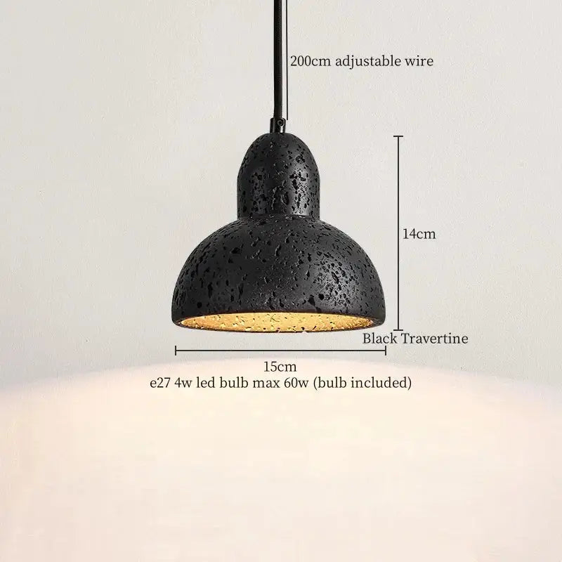 Vintage black travertine led pendant light for living room