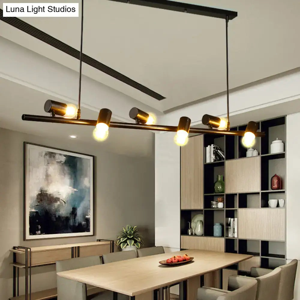 Vintage black & white 6 light island pendant light kitchen metal design
