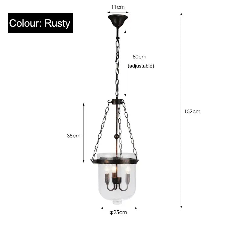 Vintage black wrought iron pendant lamp – dining room glass chandelier