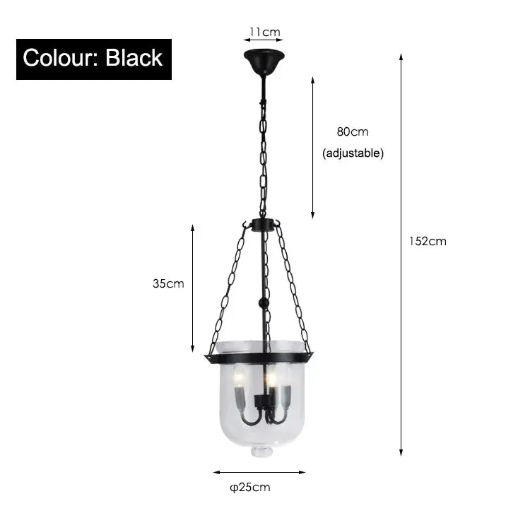 Vintage black wrought iron pendant lamp – dining room glass chandelier