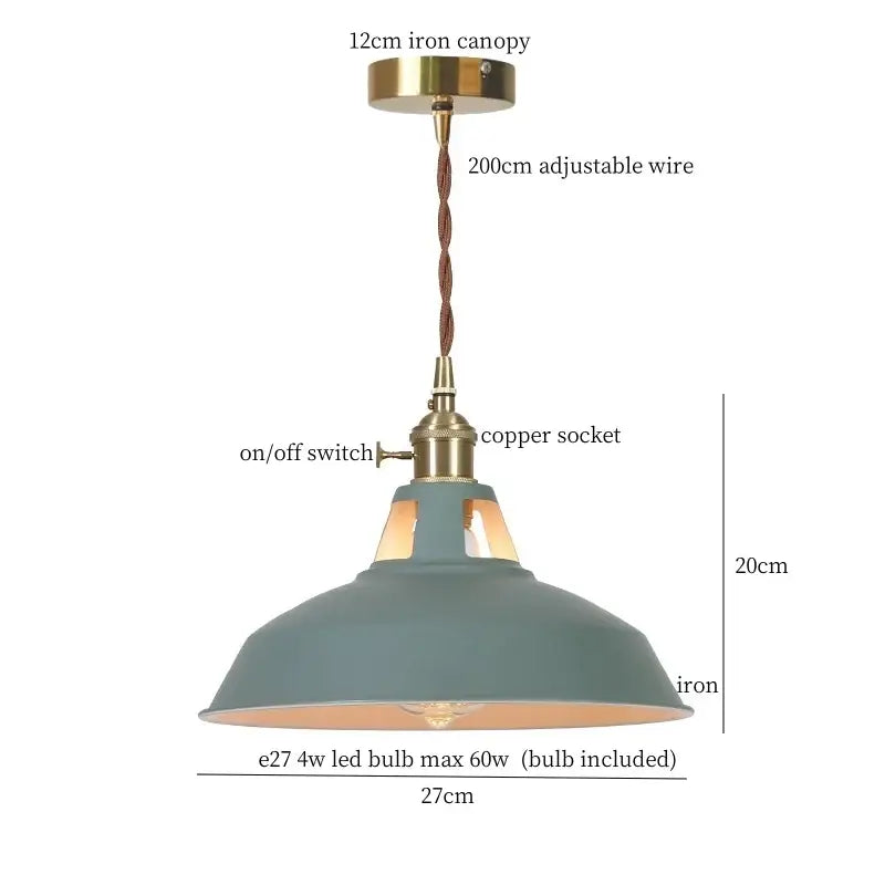 Vintage blue iron art pendant light kitchen ceiling lamp