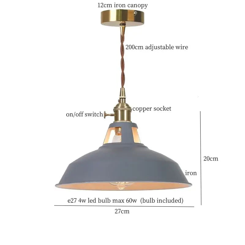 Vintage blue iron art pendant light kitchen ceiling lamp