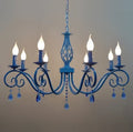Vintage blue metal crystal chandelier dining room pendant light