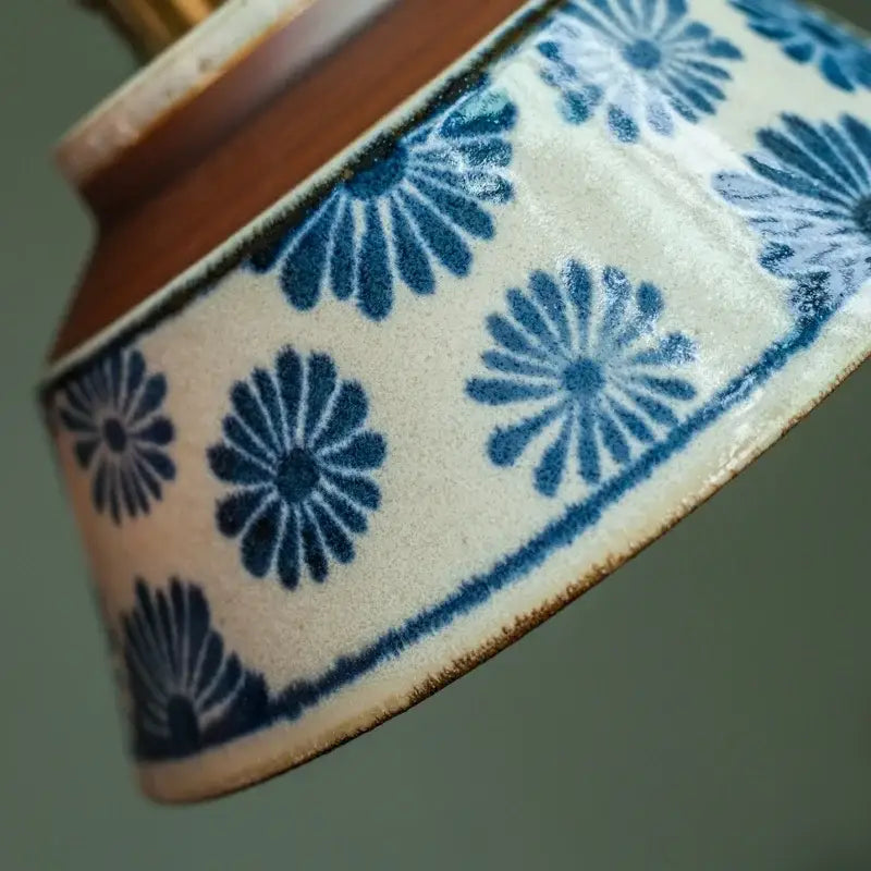 Vintage blue & white ceramic led pendant light for dining room