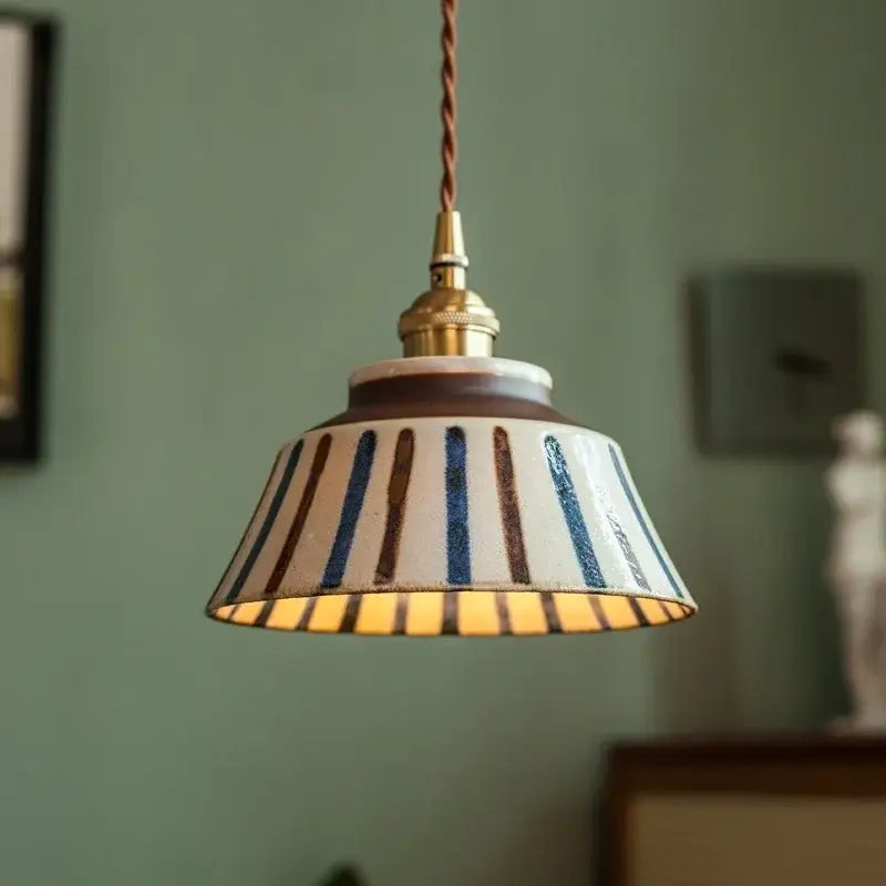 Vintage blue & white ceramic led pendant light for dining room