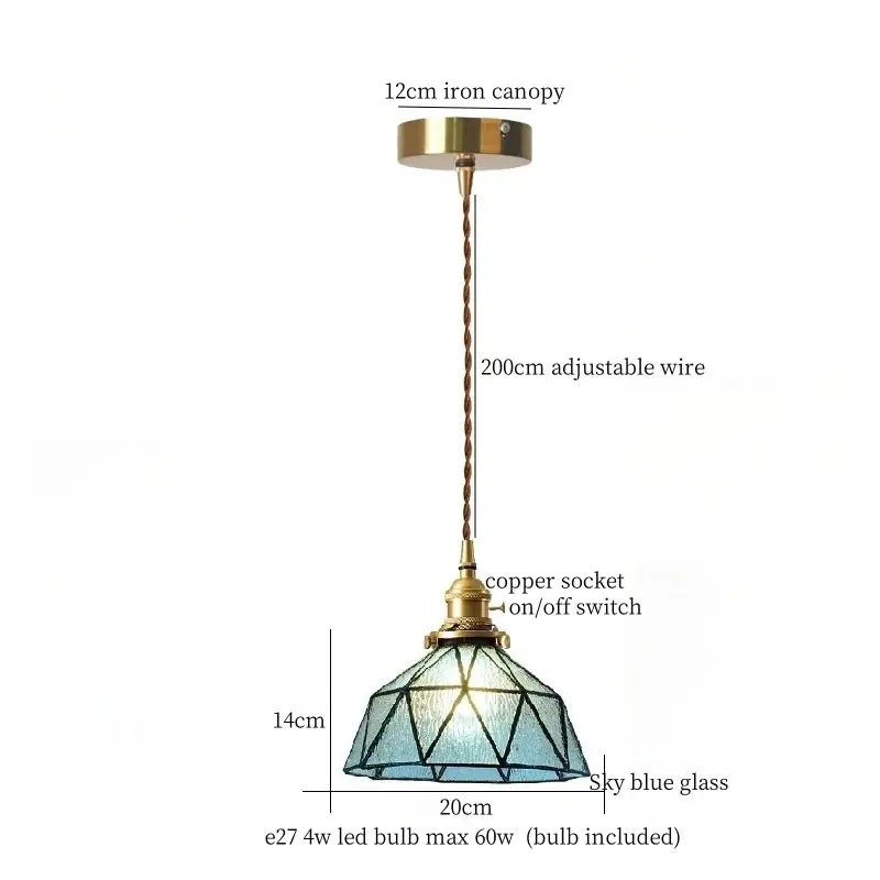 Vintage blue & white ceramic led pendant light for dining room