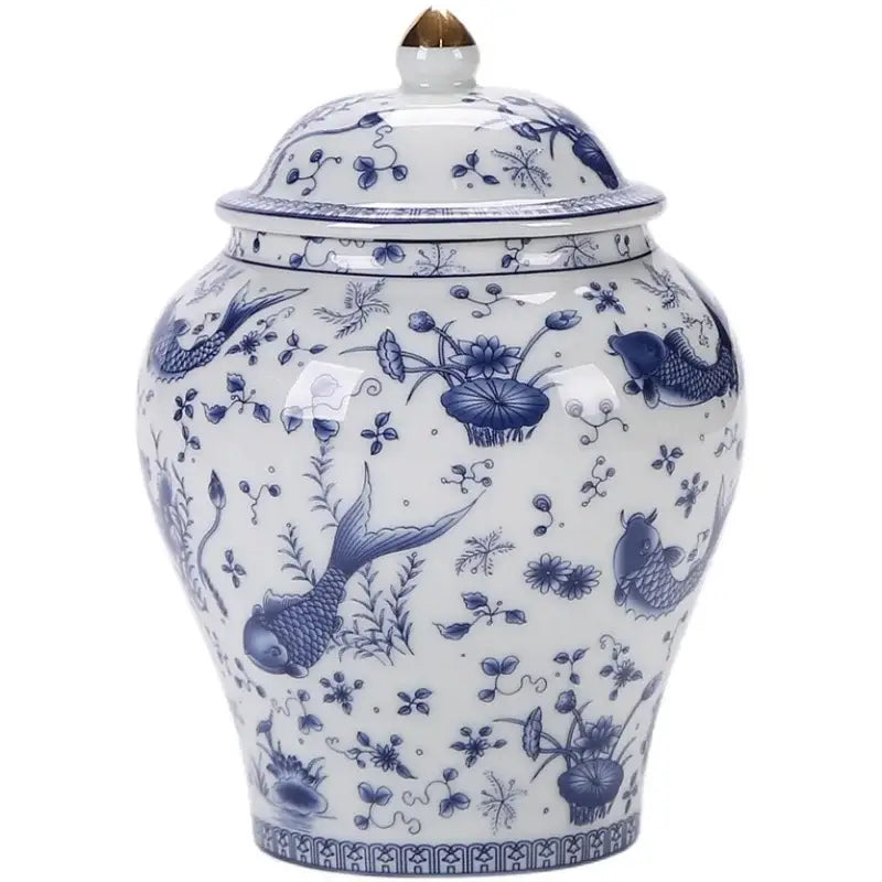 Vintage blue & white porcelain general jar living room storage tank