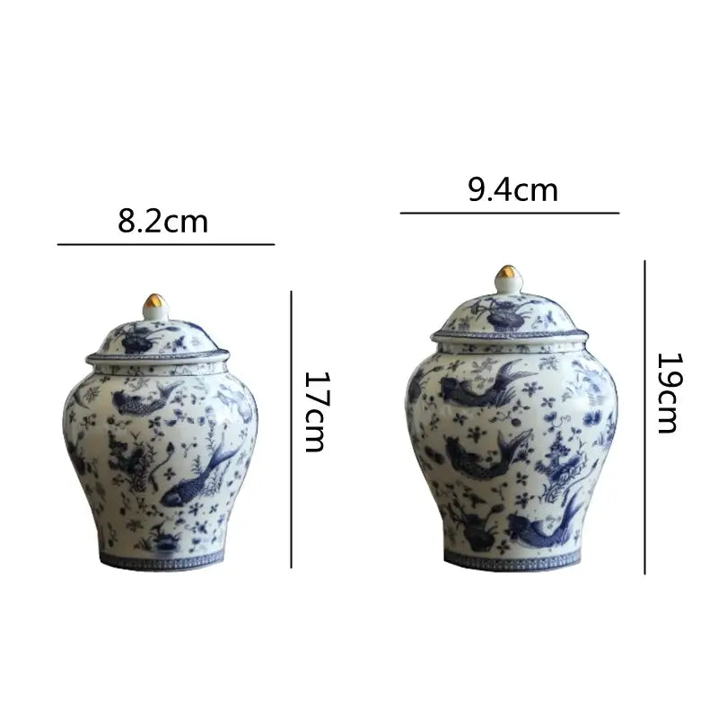 Vintage blue & white porcelain general jar living room storage tank