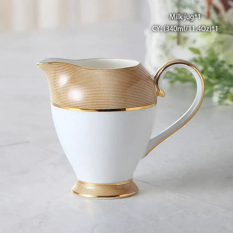 Vintage bone china milk jug with gold trim dining room creamer