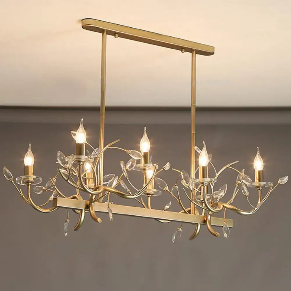 Vintage branch gold metal and crystal chandelier dining room light