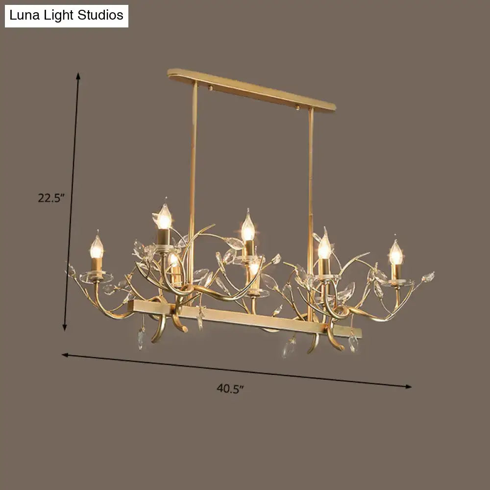 Vintage branch gold metal and crystal chandelier dining room light