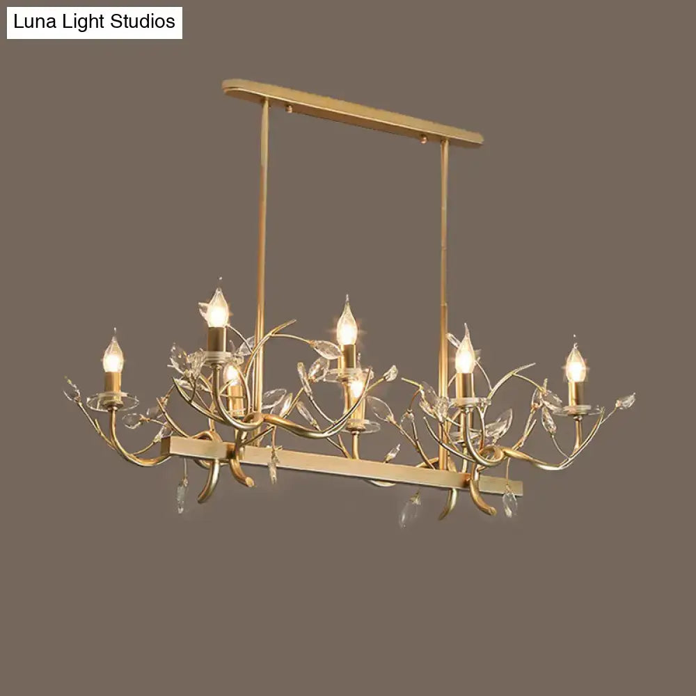 Vintage branch gold metal and crystal chandelier dining room light