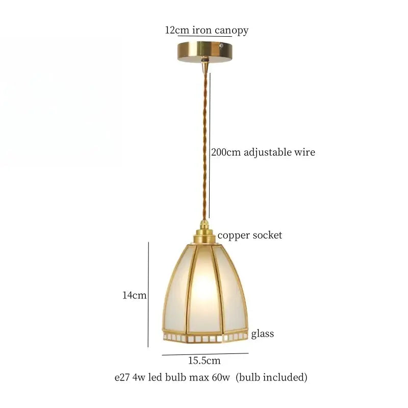 Vintage brass amber glass pendant light for kitchen island