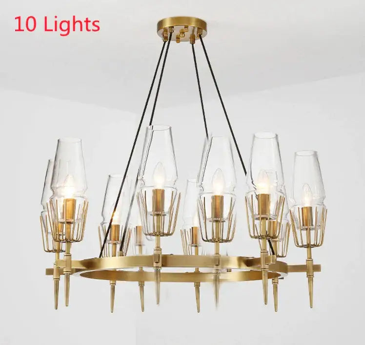 Vintage brass ana chandelier dining room glass pendant light