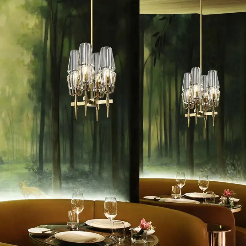 Vintage brass ana chandelier dining room glass pendant light