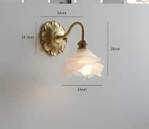 Vintage brass and amber glass led wall lamp bedroom sconce