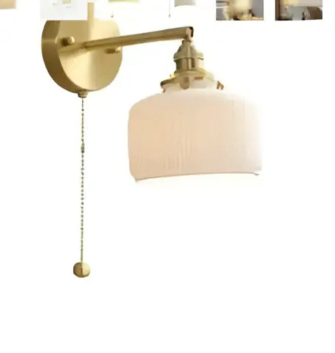 Vintage brass and amber glass led wall lamp bedroom sconce