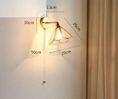 Vintage brass and amber glass led wall lamp bedroom sconce