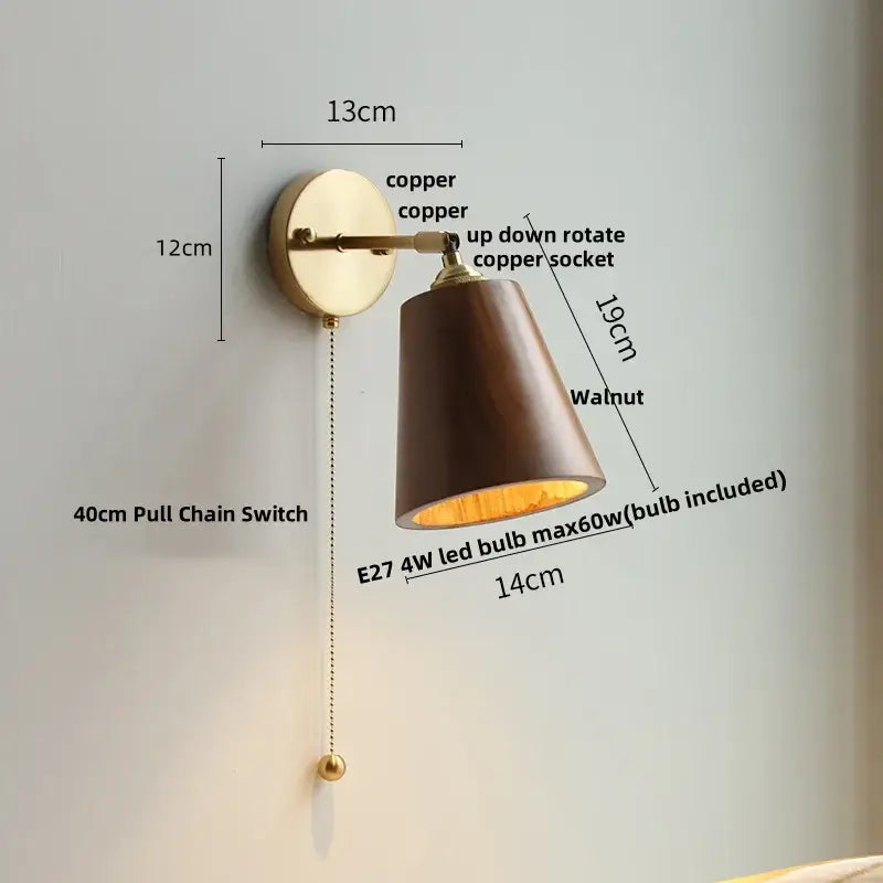 Vintage brass and amber glass wall lamp bedroom scalloped sconce