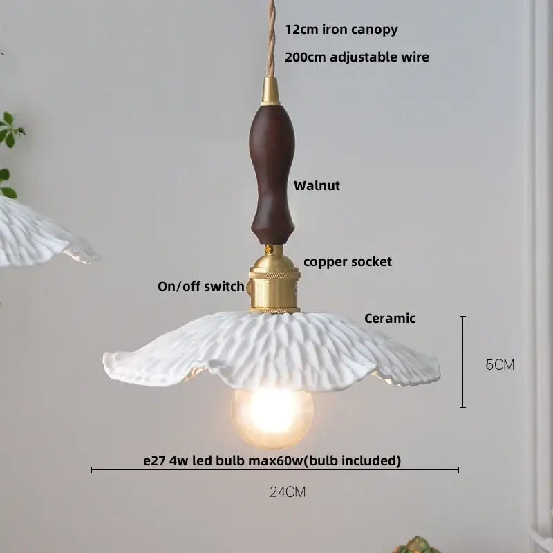 Vintage brass and ceramic led pendant light kitchen hanging lamp