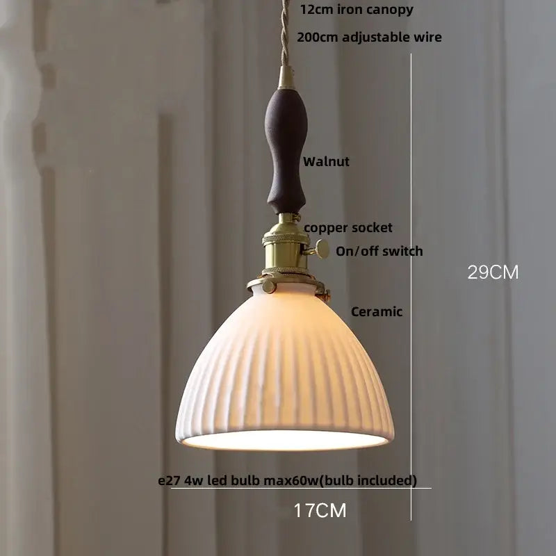 Vintage brass and ceramic led pendant light kitchen hanging lamp
