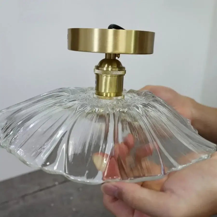 Vintage brass and clear glass led ceiling light for bedroom