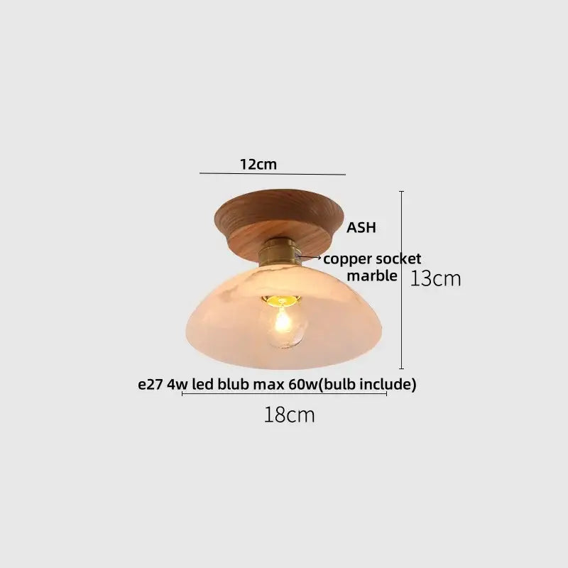 Vintage brass and clear glass led ceiling light for bedroom
