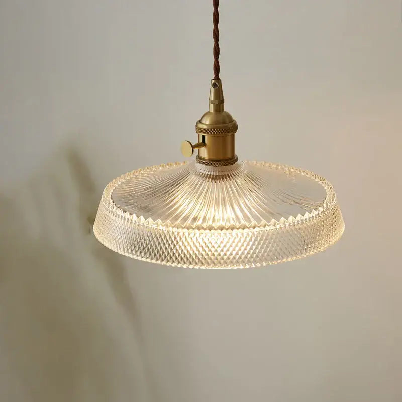 Vintage brass and clear glass led pendant light kitchen hanging lamp