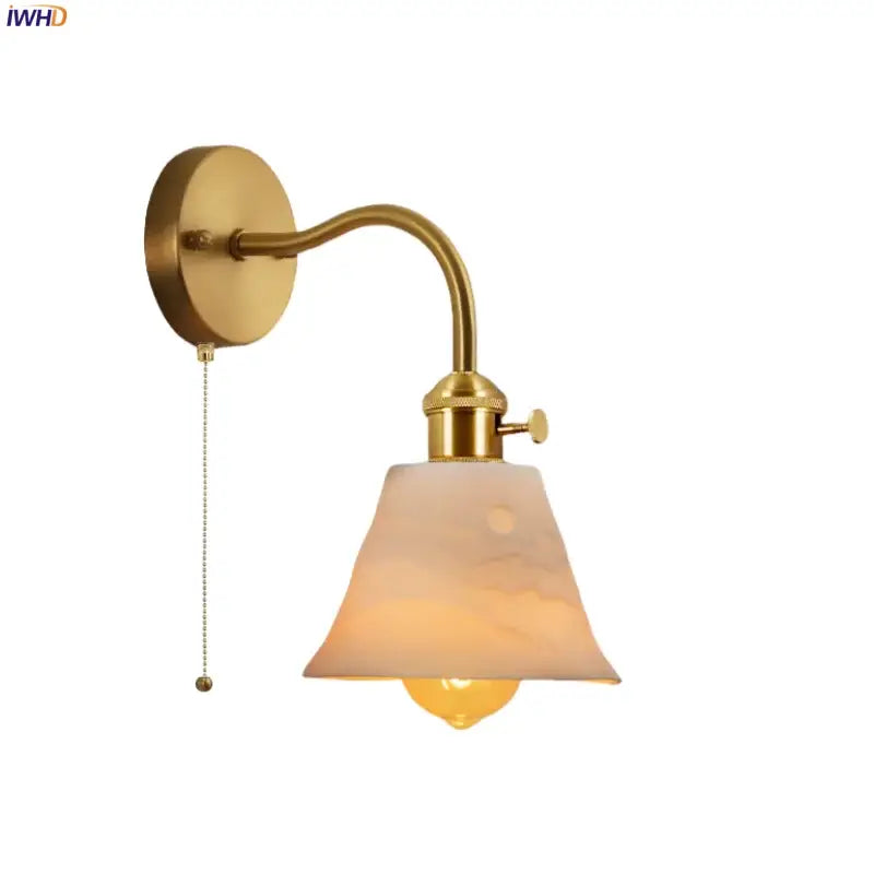 Vintage brass and frosted glass wall sconce – bedroom ceramic led wall
