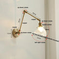 Vintage brass and green glass wall light fixture bedroom sconce