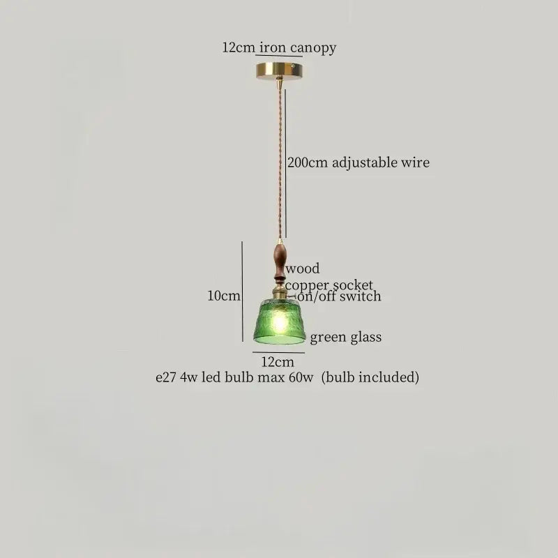 Vintage brass and green leaf led pendant lamp for dining room