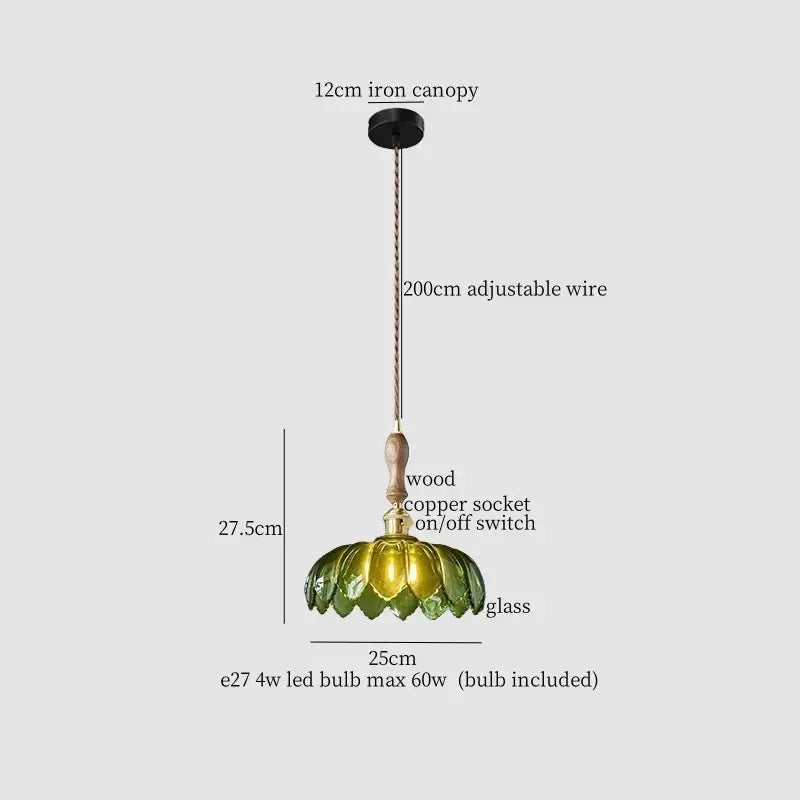 Vintage brass and green leaf led pendant lamp for dining room