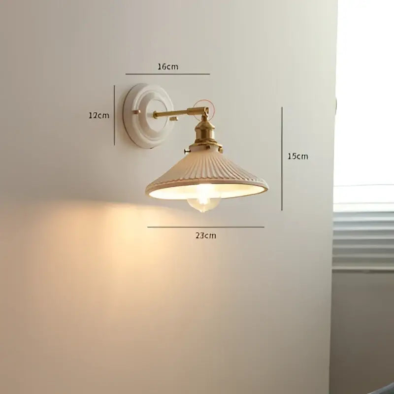 Vintage brass and ribbed glass led wall light bedroom sconce