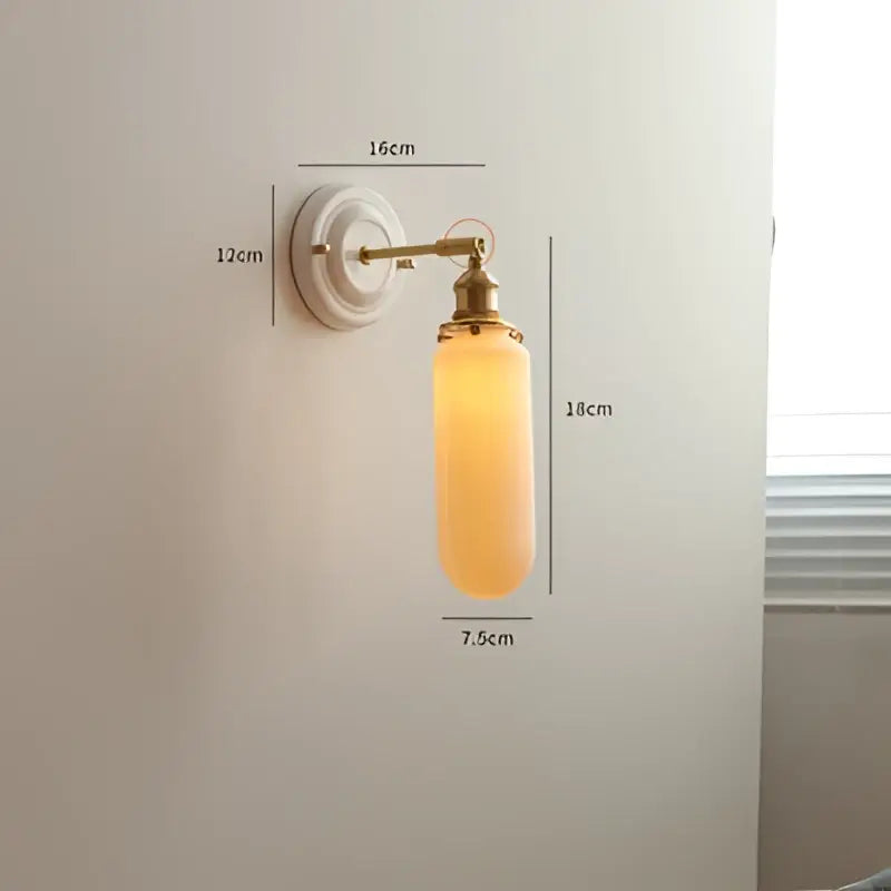 Vintage brass and ribbed glass led wall light bedroom sconce