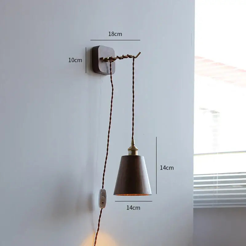 Vintage brass and ribbed glass led wall sconce bedroom light