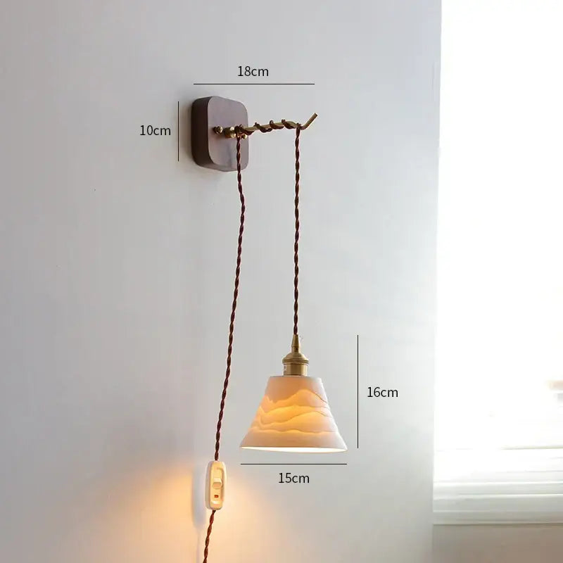 Vintage brass and ribbed glass led wall sconce bedroom light