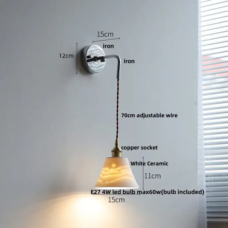 Vintage brass and ribbed glass wall sconce bedroom ceramic led wall