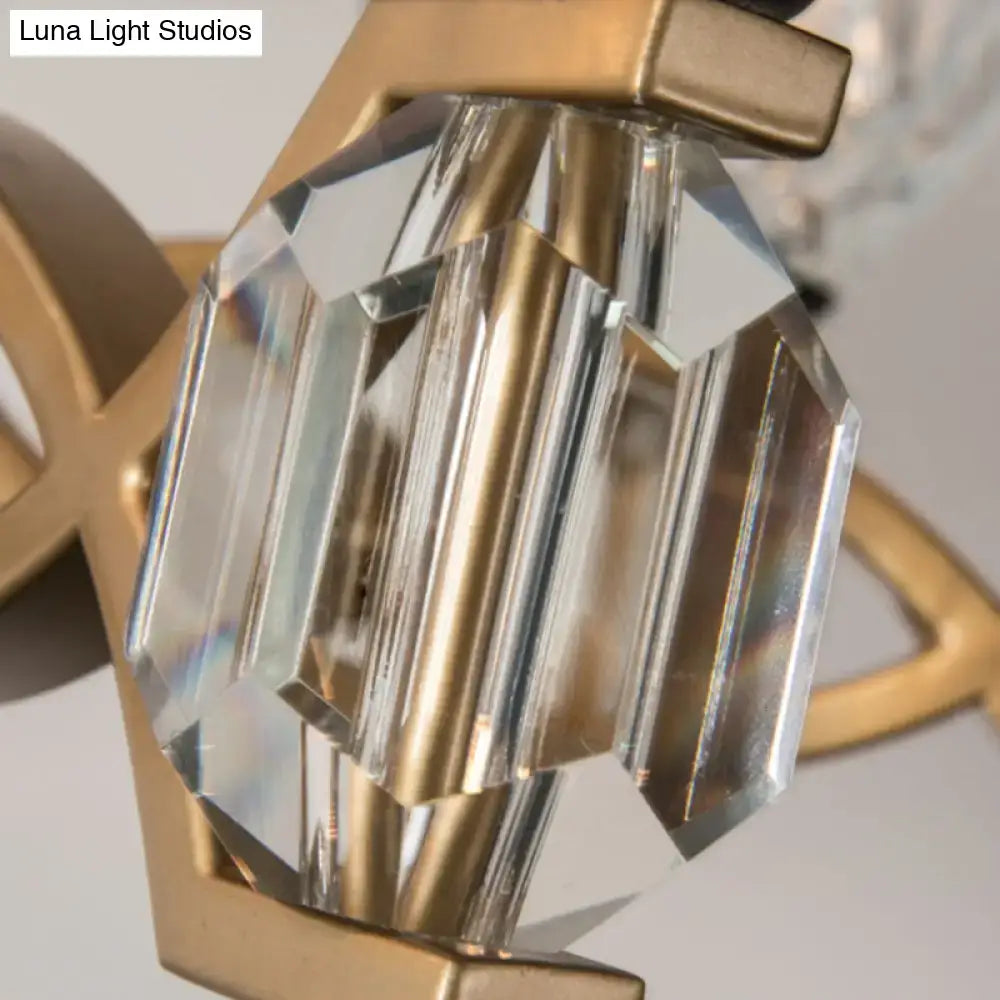 Vintage brass & black crystal wall sconce bedroom gold finish light