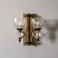 Vintage brass & black crystal wall sconce bedroom gold finish light