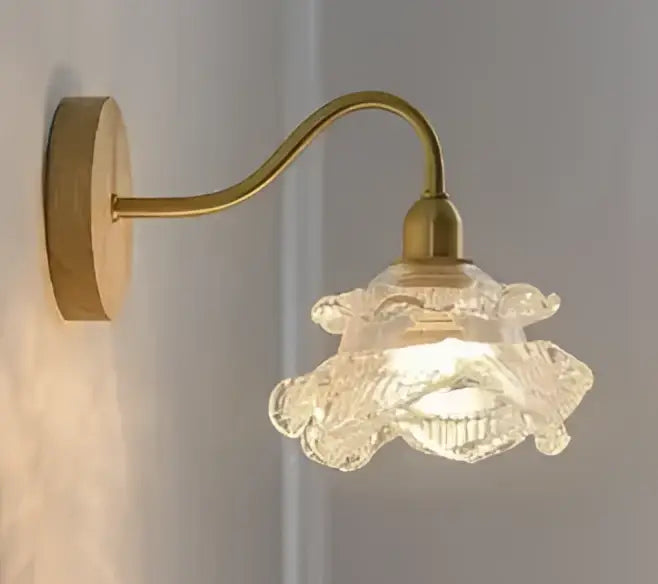 Vintage brass ceramic wall lamp with knob switch bedroom sconce