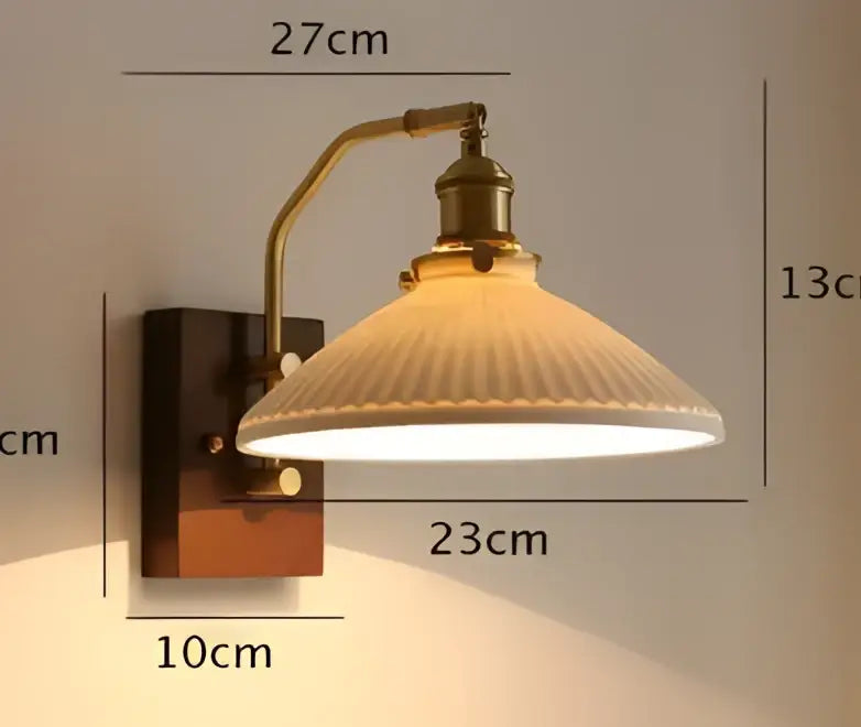 Vintage brass ceramic wall lamp with knob switch bedroom sconce