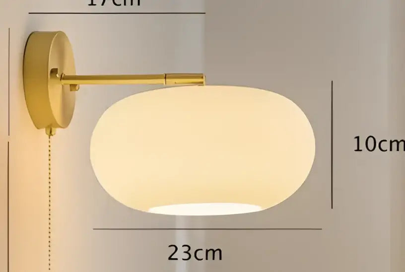 Vintage brass ceramic wall lamp with knob switch bedroom sconce