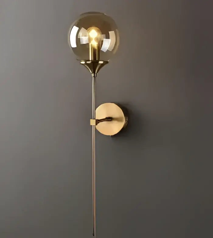 Vintage brass ceramic wall lamp with knob switch bedroom sconce