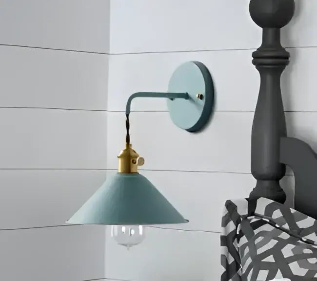 Vintage brass ceramic wall lamp with knob switch bedroom sconce