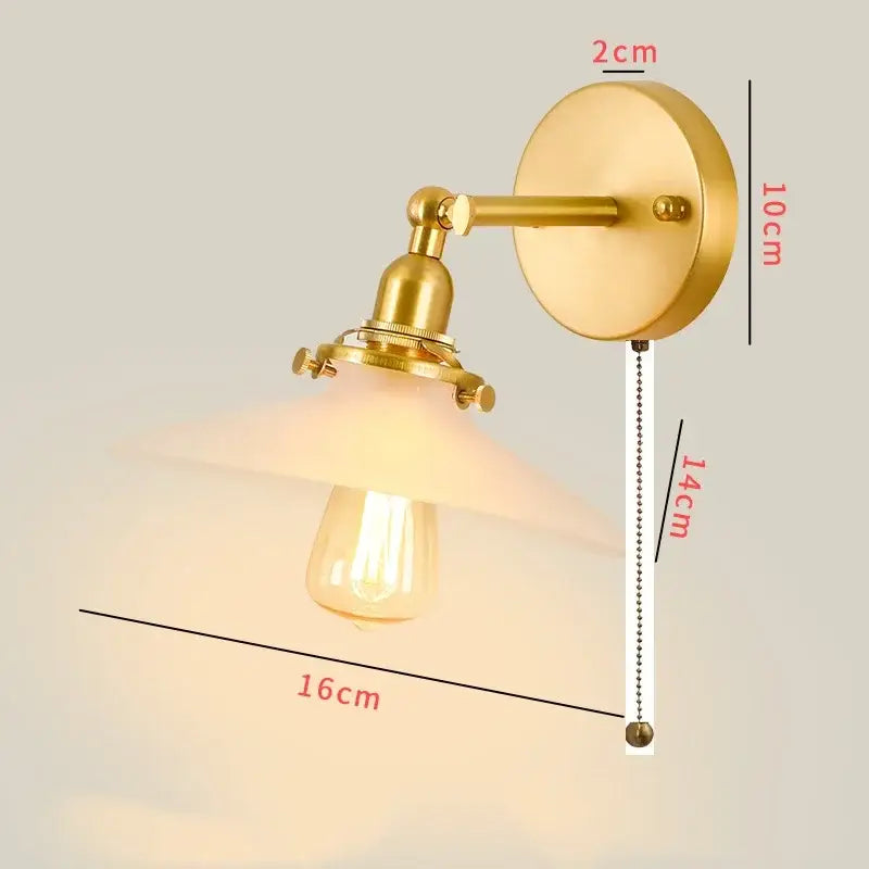 Vintage brass chevron clear glass led wall lamp bedroom sconce